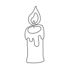 Candel single continuous one line out line vector art  drawing  and tattoo design