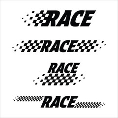 Sport race track and checkered flags