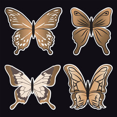 Collection of beautiful gold color Butterfly vectors