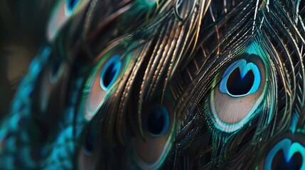 Close Up Of Peacock Plumage (Generative AI)