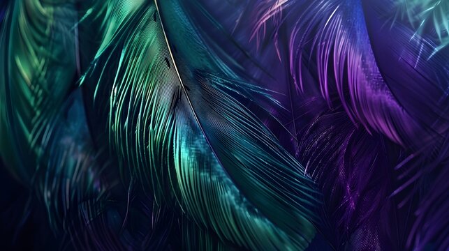 Close Up Of Green Purple And Blue Plumage (Generative AI)