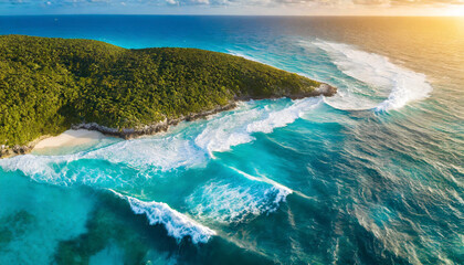 crystal-clear Bahamian waters with white waves
