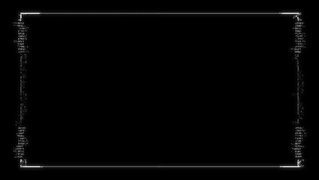 Futuristic glitchy HUD aim. Cyberpunk style distorted HUD screen. Tech user interface hologram screen for game, movie, sci-fi, drone footage, VR etc. Video overlay template. Cyber, tech concept.