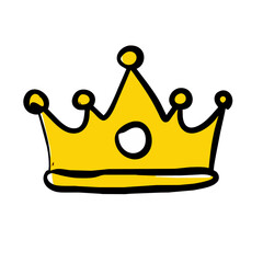 Doodle crown icon hand drawn illustration.
