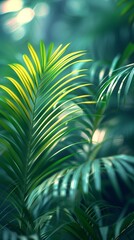 Coastal Zen: Macro view of palm leaves with gentle wavy patterns, invoking a sense of coastal tranquility.