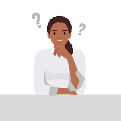 Discontent gloomy employee at workplace. Flat vector illustration isolated on white background