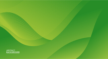 Green abstract background with wavy shapes