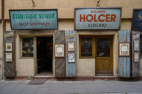 Krakow , Poland , 06 06 2023 : Jewish restaurants in historical district of Kazimierz