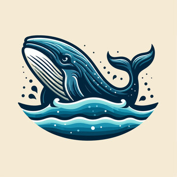 flat vector logo of a whale ,  flat logo of a whale 