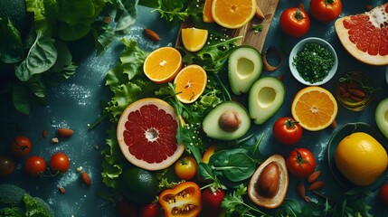 "Balanced Nutrition: Mental Well-being in Ultra Realistic 8K Fresh Vibrant Food - Adobe Stock"
