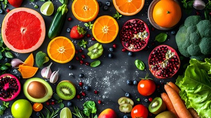 "Balanced Nutrition: Mental Well-being in Ultra Realistic 8K Fresh Vibrant Food - Adobe Stock"