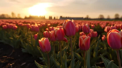 Zelfklevend Fotobehang springtime in tulip field © kucret