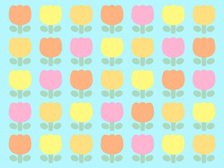 4:3 レトロかわいいチューリップスクエア壁紙⭐︎