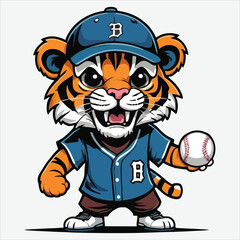 vector of tiger play baseball