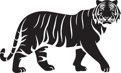 Black tiger silhouettes vector illustration