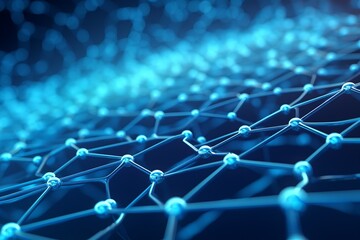 Futuristic blue-hued nanotech concept with glowing lattice-like structures, symbolizing biotechnology advances and singularity
