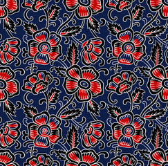 Floral block print allover seamless repeat pattern digital textile design