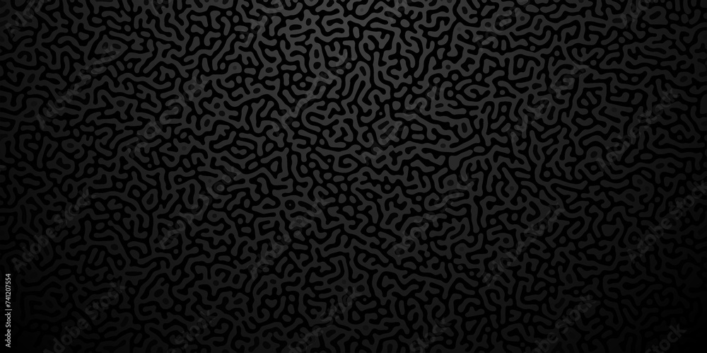 Poster abstract black monochrome reaction diffusion psychedelic pattern background. turing diffusion dark g