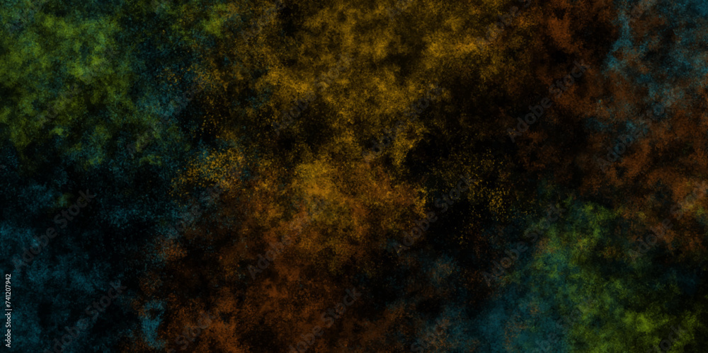 Poster abstract metal rust grunge texture watercolor background with space. colorful dust explode. dirty pa