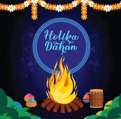 Holika Dahan celebration poster ti indian winter holiday design
