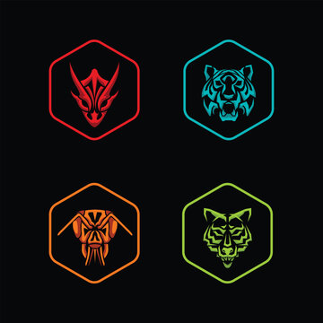 set of animal badges