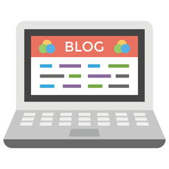 Flat icon design of blog content 