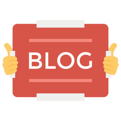 Hand holding chalkboard flat icon design 