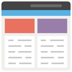 Blog page flat icon design, content writing 