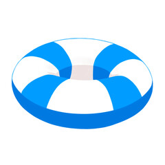 青色でストライプ柄の浮き輪のイラスト © sokabe