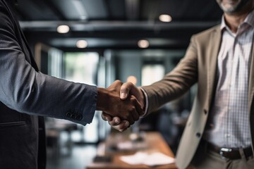 Office Etiquette: Mutual Respect Demonstrated Through A Handshake - obrazy, fototapety, plakaty