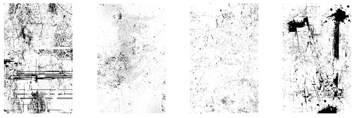 Vector set of grunge overlay textures. Set of grunge distressed texture background.

