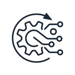 Electronic integration. New interaction, experience.Vector linear icon isolated on white background.