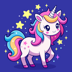 Obraz na płótnie Canvas Adorable Pink Unicorn with Stars