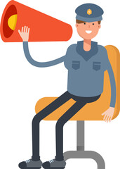 Police Character and Megaphone
