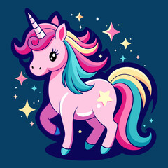 Adorable Pink Unicorn with Stars