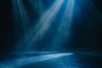 Obraz premium Stage Illuminated by Three Spotlights. Generative AI