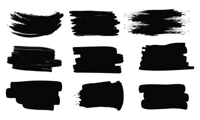 Hand drawn doodle black frame collection. Set of rectangle frames for text drawn with brush. Isolated text box. Doodle rectangular shape. Black border. Vector illustration. 