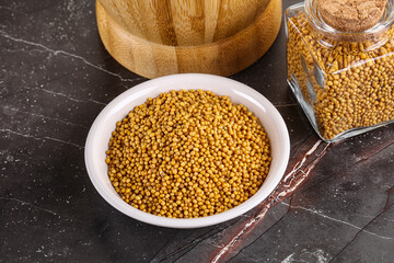Mustard dry seeds in the bowl