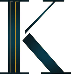 Elegant font, letter K
