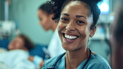 Female Doctor Wearing Scrubs In Hospital Corridor