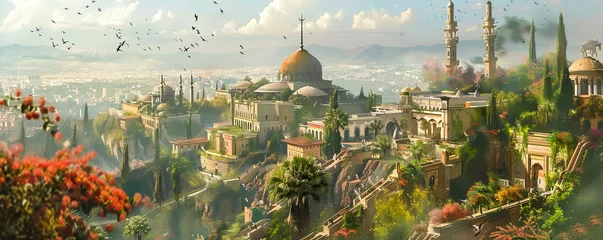 Deurstickers Beautiful landscapes merge with the ancient citys historical depth offering a background that transcends time © SOLO PLAYER