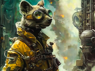 Biotechnology meets cyber crime in a steampunk universe with nebula backdrops where hyenas join space operas