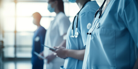 Team of doctors working in a hospital. 
