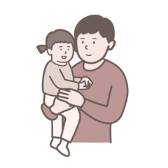 こどもを抱っこする父親の上半身イラスト