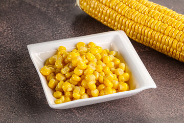 Marinated corn in the bowl