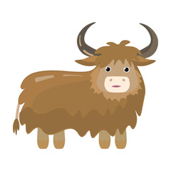 Yak. Flat design. Vector childish illustration. 