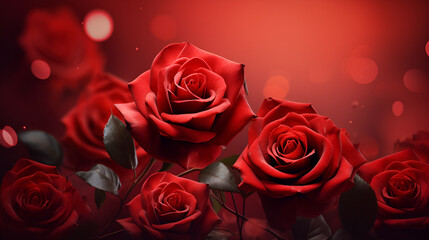 
Natural fresh red roses flower bouquet nature background - Close up rose flowers romantic love valentine day concep