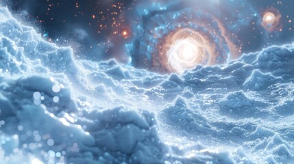 Water molecule structure within a crystalline ice comet harboring microscopic alien life forms in its frozen depths