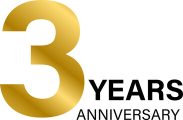 3 years anniversary gold icon for graphic design, logo, website, social media, mobile app, UI illustration