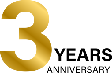 3 years anniversary gold icon for graphic design, logo, website, social media, mobile app, UI illustration